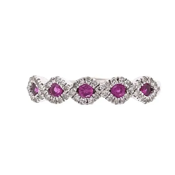 Crisscross Ruby and Diamond Wedding Band Joint Venture Jewelry Cary, NC