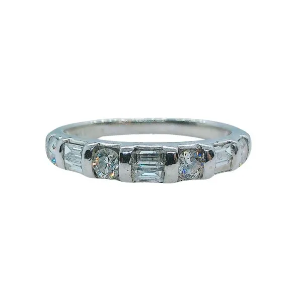 Round and Baguette Cut Diamond Wedding Band Joint Venture Jewelry Cary, NC
