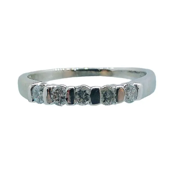 14K White Gold 5-Stone Diamond Wedding Band 0.25 CTW Joint Venture Jewelry Cary, NC