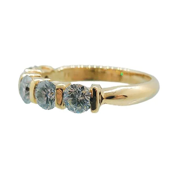 14K Yellow Gold 5-Stone 1.38 CT Diamond Wedding Band Image 2 Joint Venture Jewelry Cary, NC