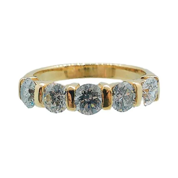 14K Yellow Gold 5-Stone 1.38 CT Diamond Wedding Band Joint Venture Jewelry Cary, NC