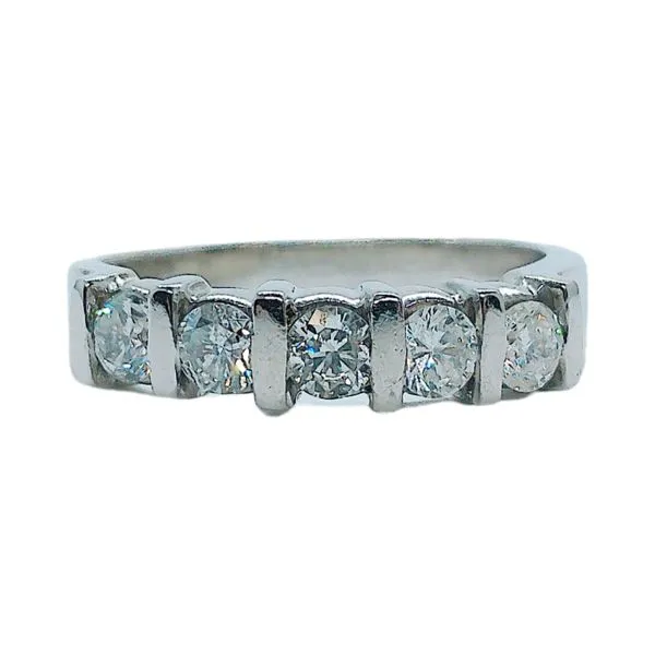 14k White Gold Diamond Band Ring with Vertical Bar Design – 0.50 CTW Joint Venture Jewelry Cary, NC