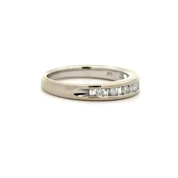 14K White Gold .24 CTW Baguette & Round Diamond Band Ring Image 2 Joint Venture Jewelry Cary, NC