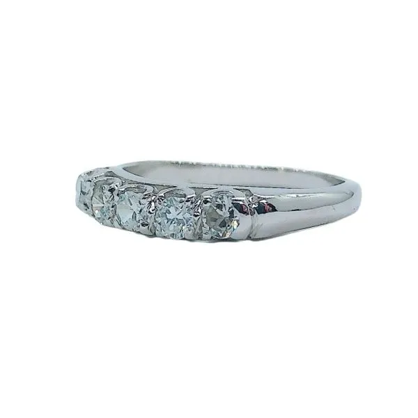 Platinum 0.40 CTW Five-Stone Diamond Wedding Band Image 2 Joint Venture Jewelry Cary, NC