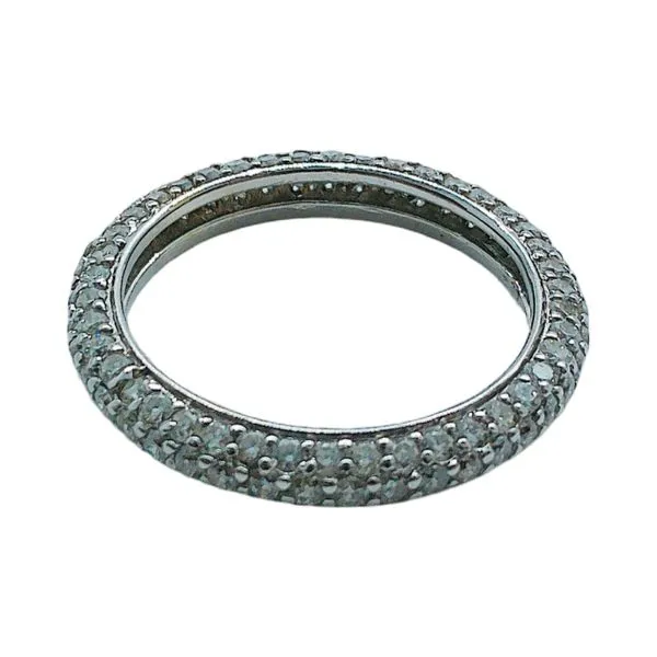 14K White Gold Pavé Diamond Eternity Wedding Band – Size 6 Image 2 Joint Venture Jewelry Cary, NC