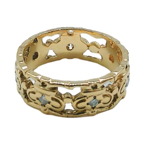14K Yellow Gold 6.44mm Diamond Accent Filigree Band Ring Image 2 Joint Venture Jewelry Cary, NC