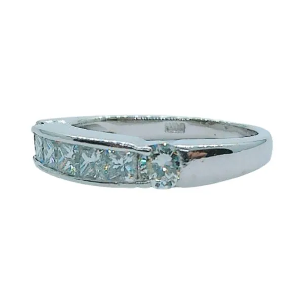 14K White Gold 0.80 CTW Princess & Round Diamond Wedding Band Image 2 Joint Venture Jewelry Cary, NC