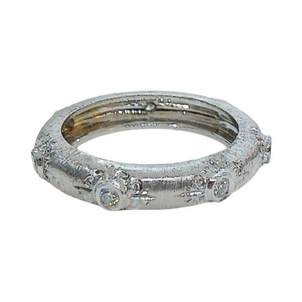 18k White Gold Diamond Estate Wedding Band Image 2 Joint Venture Jewelry Cary, NC