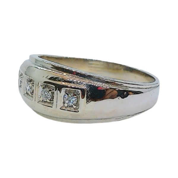 14k White Gold Diamond Wedding Band Estate Ring 9mm Tapered Image 2 Joint Venture Jewelry Cary, NC