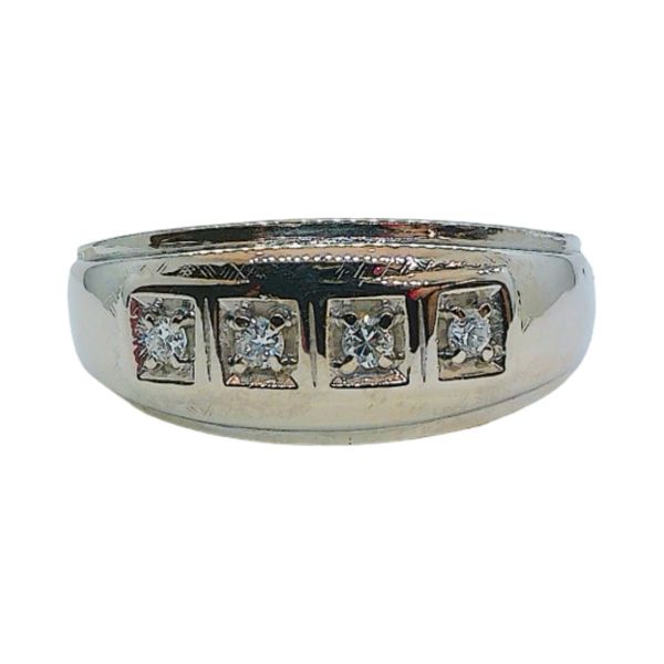 14k White Gold Diamond Wedding Band Estate Ring 9mm Tapered Joint Venture Jewelry Cary, NC