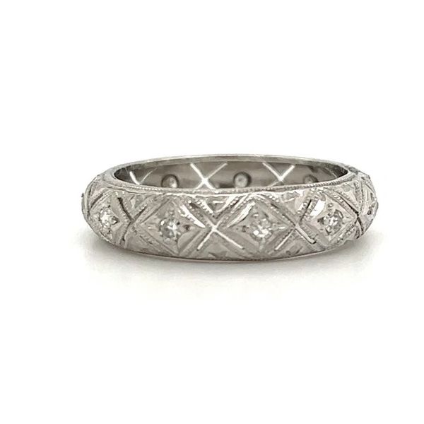 Platinum Engraved Filigree Diamond Band | 0.30 TCW Estate Wedding Ring Joint Venture Jewelry Cary, NC