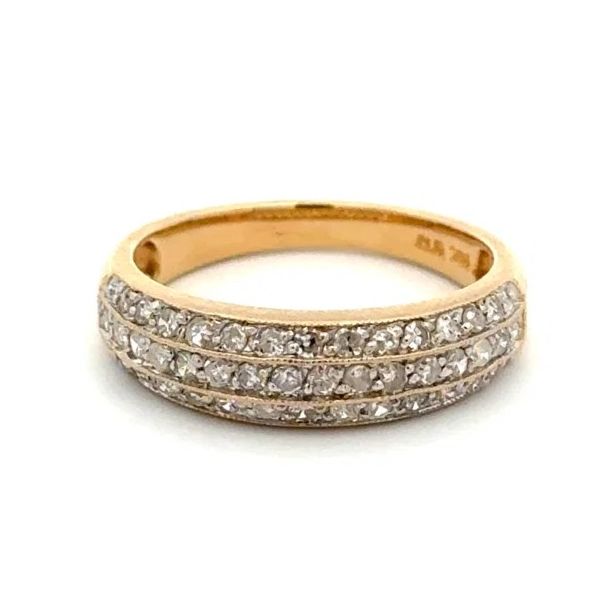 Estate 14K Yellow Gold 0.40 CTW Diamond Pavé Milgrain Band Ring Joint Venture Jewelry Cary, NC