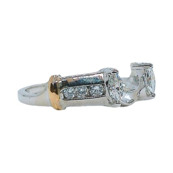 14K Two-Tone Curved Diamond Estate Wedding Band Image 2 Joint Venture Jewelry Cary, NC