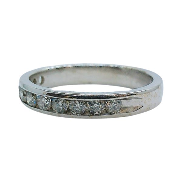 14K White Gold Channel Set Diamond Estate Wedding Band Image 2 Joint Venture Jewelry Cary, NC