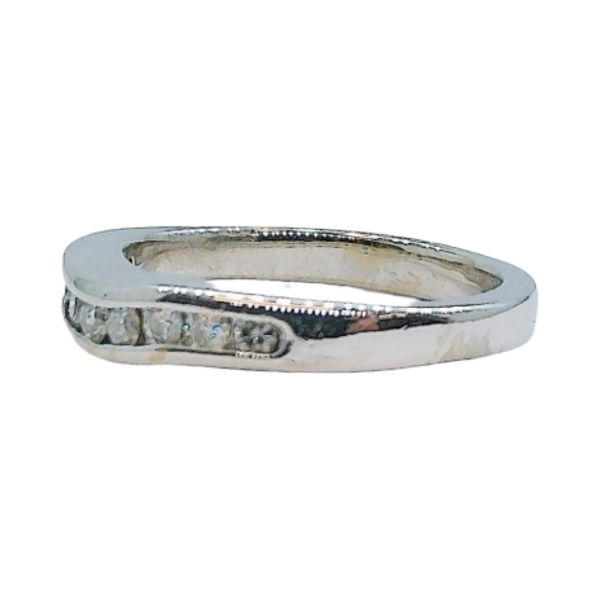 14K White Gold Curved Channel Set Diamond Wedding Band Image 2 Joint Venture Jewelry Cary, NC