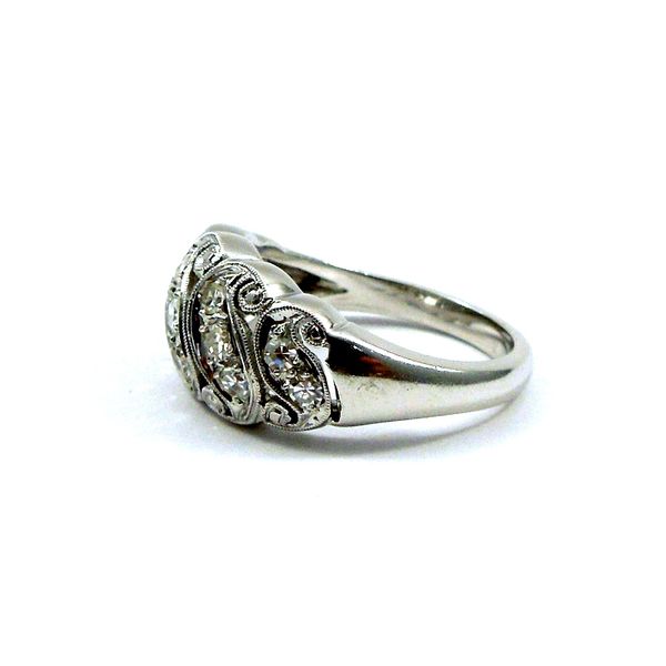 Vintage Swirl Wide Diamond Wedding Band Image 2 Joint Venture Jewelry Cary, NC