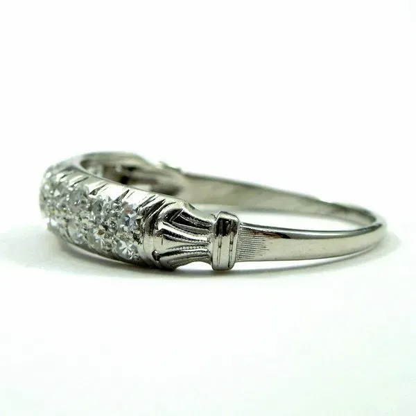 Platinum Vintage Diamond Wedding Band Image 2 Joint Venture Jewelry Cary, NC