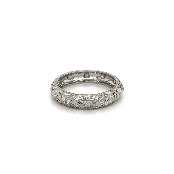Platinum Art Deco Engraved 0.24 CTW Diamond Eternity Dome Band Image 2 Joint Venture Jewelry Cary, NC