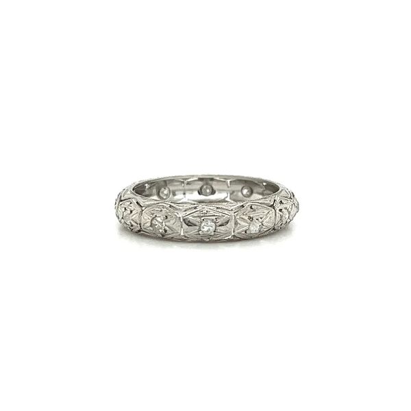 Platinum Art Deco Engraved 0.24 CTW Diamond Eternity Dome Band Joint Venture Jewelry Cary, NC