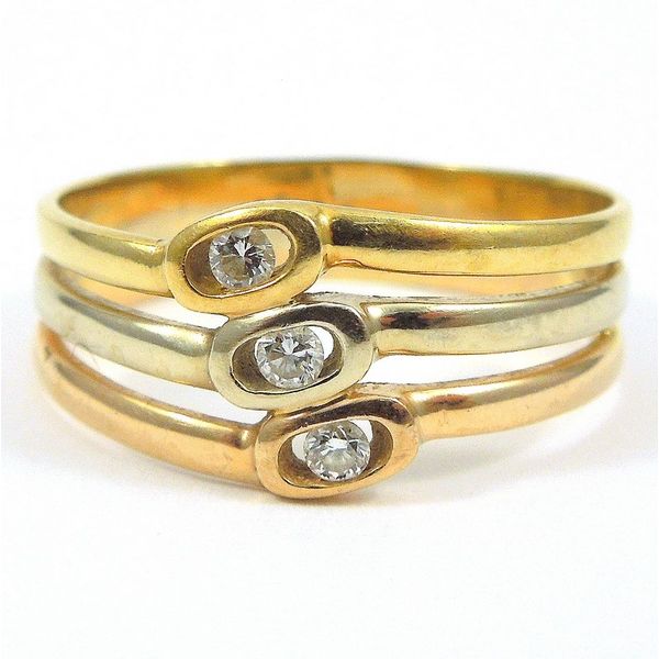 Tri-Gold Three Diamond Ring Joint Venture Jewelry Cary, NC