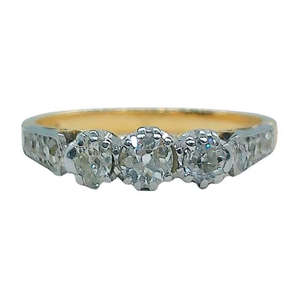 Vintage Mine Cut Three Stone Ring Joint Venture Jewelry Cary, NC