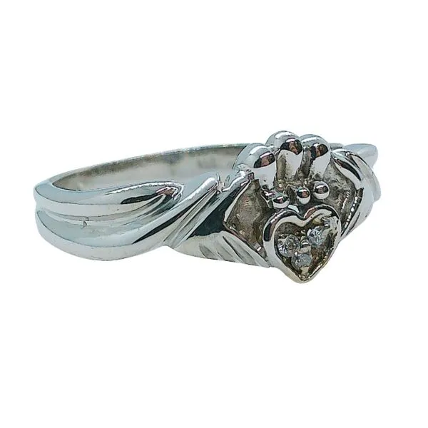 Diamond Claddagh Ring Image 2 Joint Venture Jewelry Cary, NC