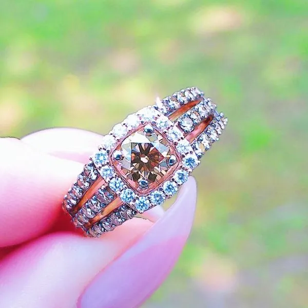 Brown/White Diamond Halo LeVian Ring Image 3 Joint Venture Jewelry Cary, NC