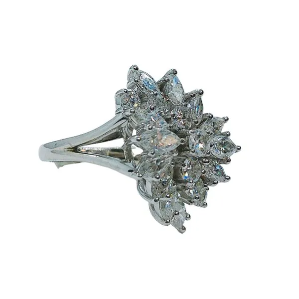 Marquise and Round Diamond Cluster Ring Image 2 Joint Venture Jewelry Cary, NC