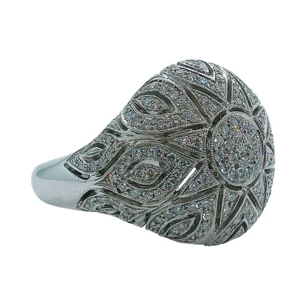 18K White Gold Estate Pavé Diamond Domed Ring Image 4 Joint Venture Jewelry Cary, NC