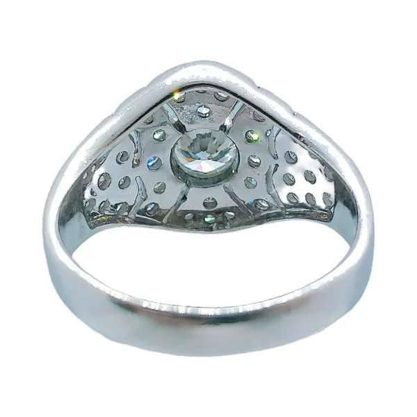 Platinum Bezel-Set 0.55 CT Round Diamond Estate Ring with 1.08 CTW Accent Diamonds Image 3 Joint Venture Jewelry Cary, NC