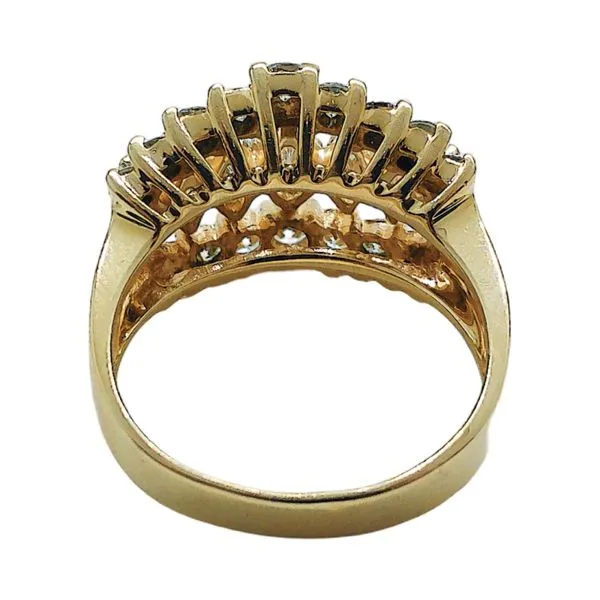14k Yellow Gold Three-Row Round & Marquise Diamond Estate Band Image 3 Joint Venture Jewelry Cary, NC