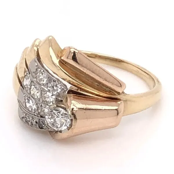 14k Yellow Gold Retro Estate Diamond Spray Ring – 0.52 CTW Image 2 Joint Venture Jewelry Cary, NC