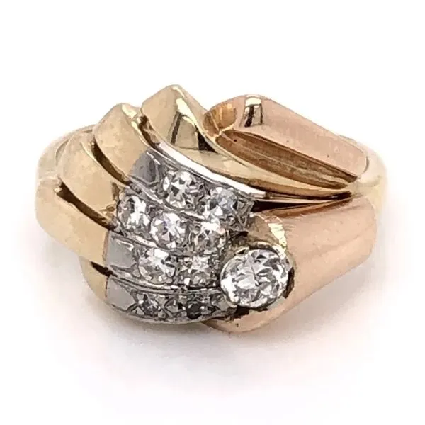 14k Yellow Gold Retro Estate Diamond Spray Ring – 0.52 CTW Joint Venture Jewelry Cary, NC