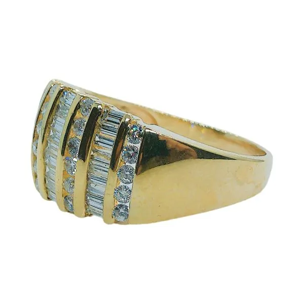 14K Yellow Gold Channel-Set Baguette & Round Diamond Fashion Ring Image 2 Joint Venture Jewelry Cary, NC