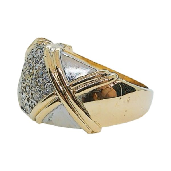 14K Two-Tone Estate Diamond Wide Band Ring Image 2 Joint Venture Jewelry Cary, NC