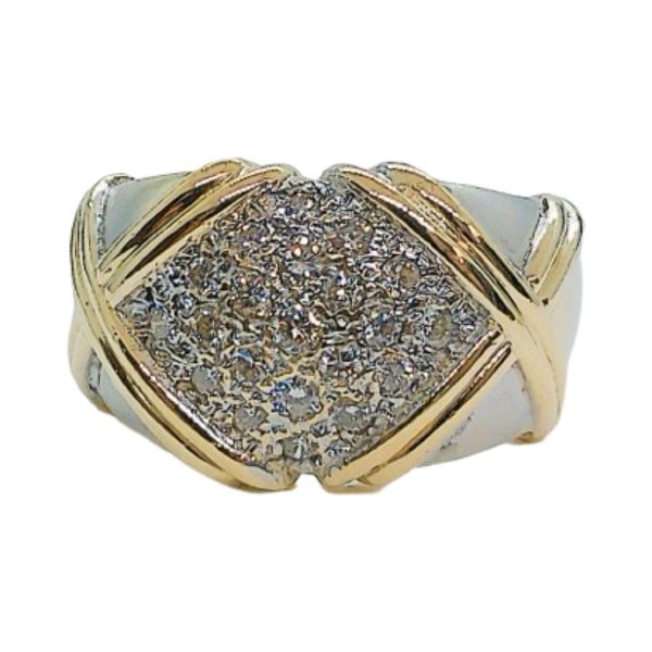 14K Two-Tone Estate Diamond Wide Band Ring Joint Venture Jewelry Cary, NC