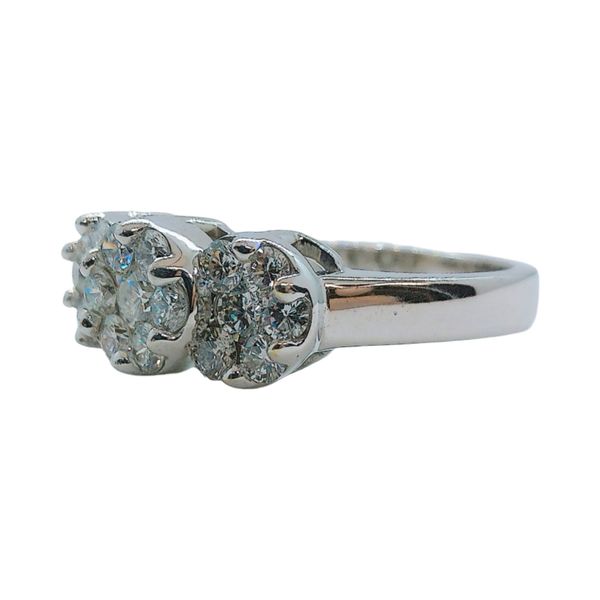 14K White Gold 1.00ctw Three Cluster Diamond Estate Ring Image 2 Joint Venture Jewelry Cary, NC