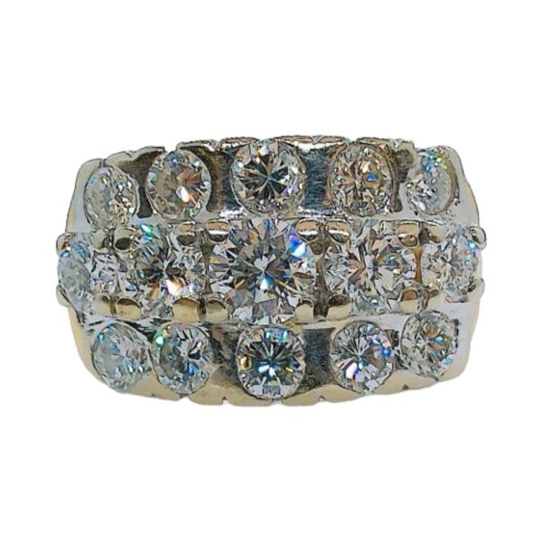 Vintage 14K Two-Tone Gold 3.25 CTW Diamond Three-Row Fashion Ring Joint Venture Jewelry Cary, NC