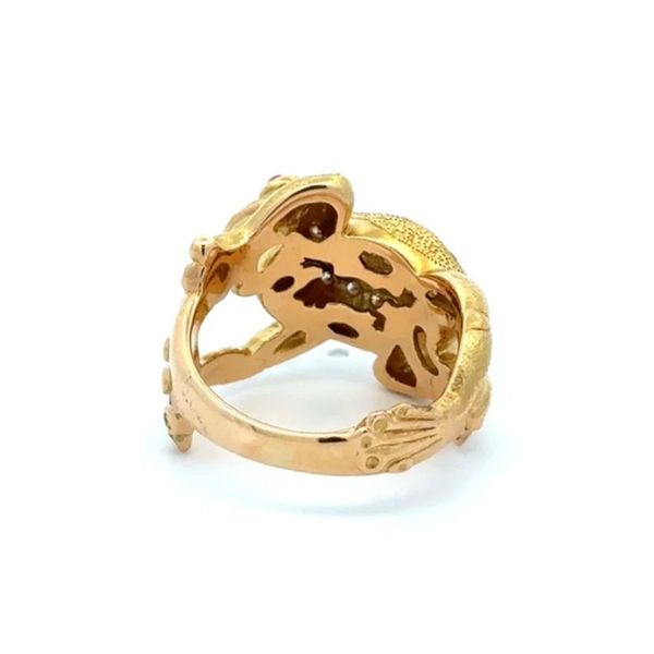 18K Gold Diamond & Ruby Estate Frog Ring Image 3 Joint Venture Jewelry Cary, NC