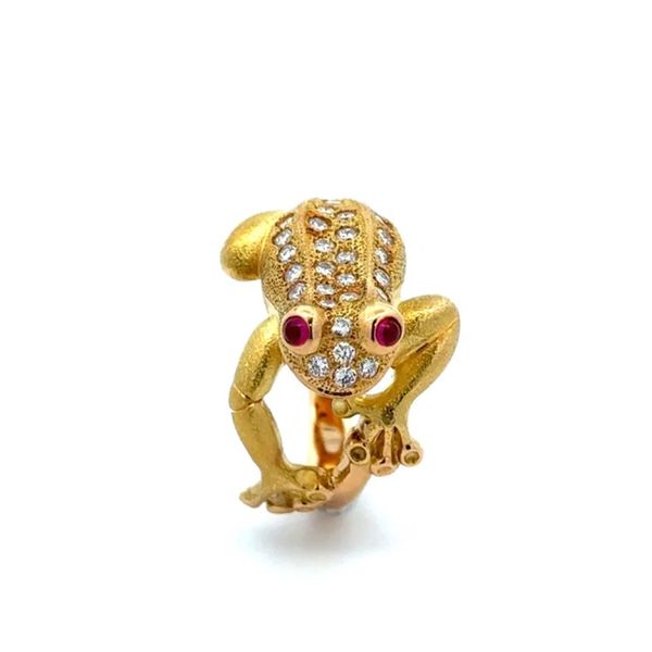 18K Gold Diamond & Ruby Estate Frog Ring Joint Venture Jewelry Cary, NC
