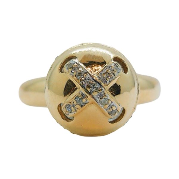 14K Yellow Gold 0.25ctw Diamond X Ball Ring Joint Venture Jewelry Cary, NC