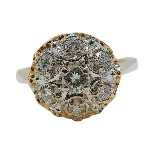 14K Two-Tone Gold Diamond Dome Cluster Ring Joint Venture Jewelry Cary, NC