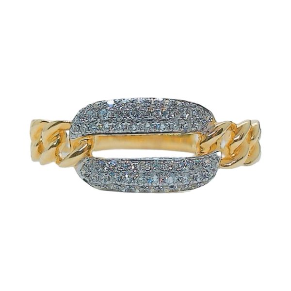 14K Yellow Gold 0.21ctw Diamond Chain Link Ring Joint Venture Jewelry Cary, NC