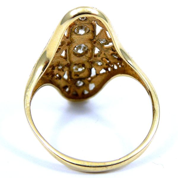 Vintage Inspired Diamond Shield Ring Image 2 Joint Venture Jewelry Cary, NC