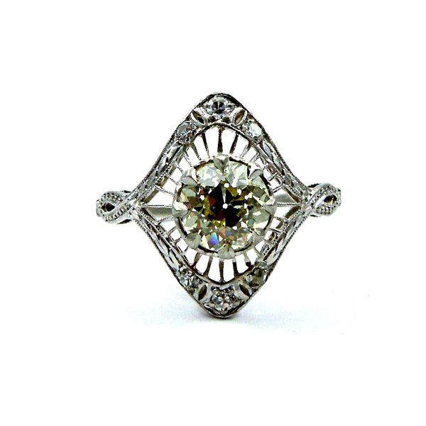 Fancy Yellow Mine Cut Vintage Diamond Ring Joint Venture Jewelry Cary, NC