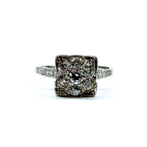Edwardian Euro Cut Cluster Diamond Ring Joint Venture Jewelry Cary, NC