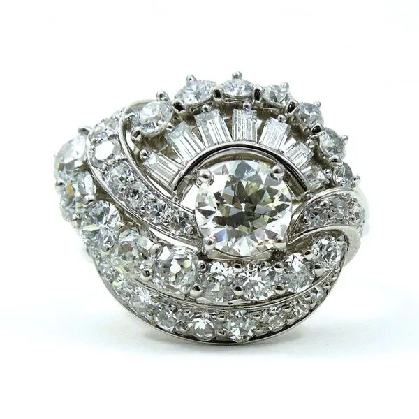 European Cut Vintage Diamond Cocktail Ring Joint Venture Jewelry Cary, NC