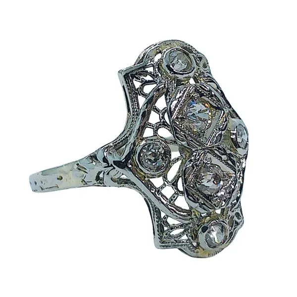 Vintage Diamond Filigree Cocktail Ring Image 2 Joint Venture Jewelry Cary, NC