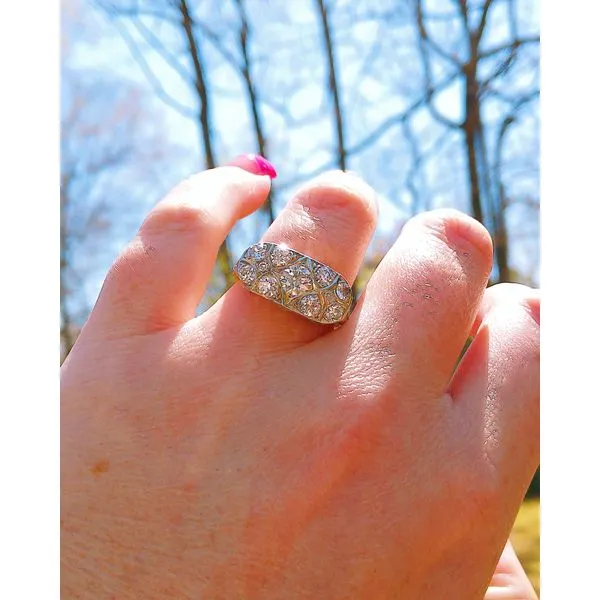 Art Deco Euro Cut Diamond Bar Ring Image 4 Joint Venture Jewelry Cary, NC
