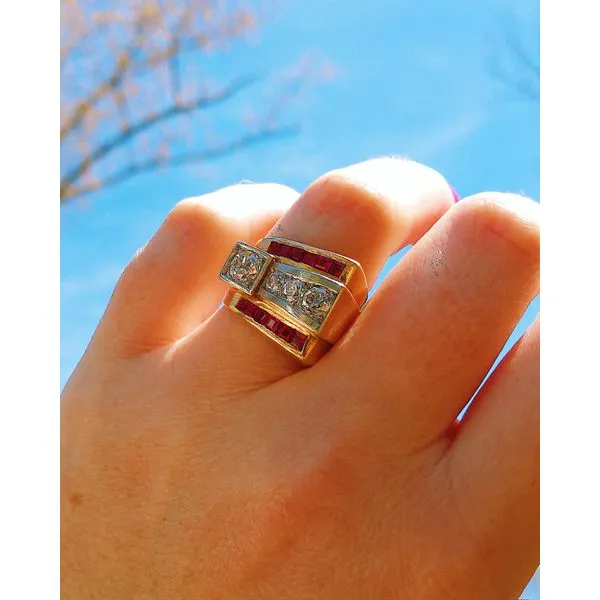 Retro Diamond and Ruby Ring Image 4 Joint Venture Jewelry Cary, NC